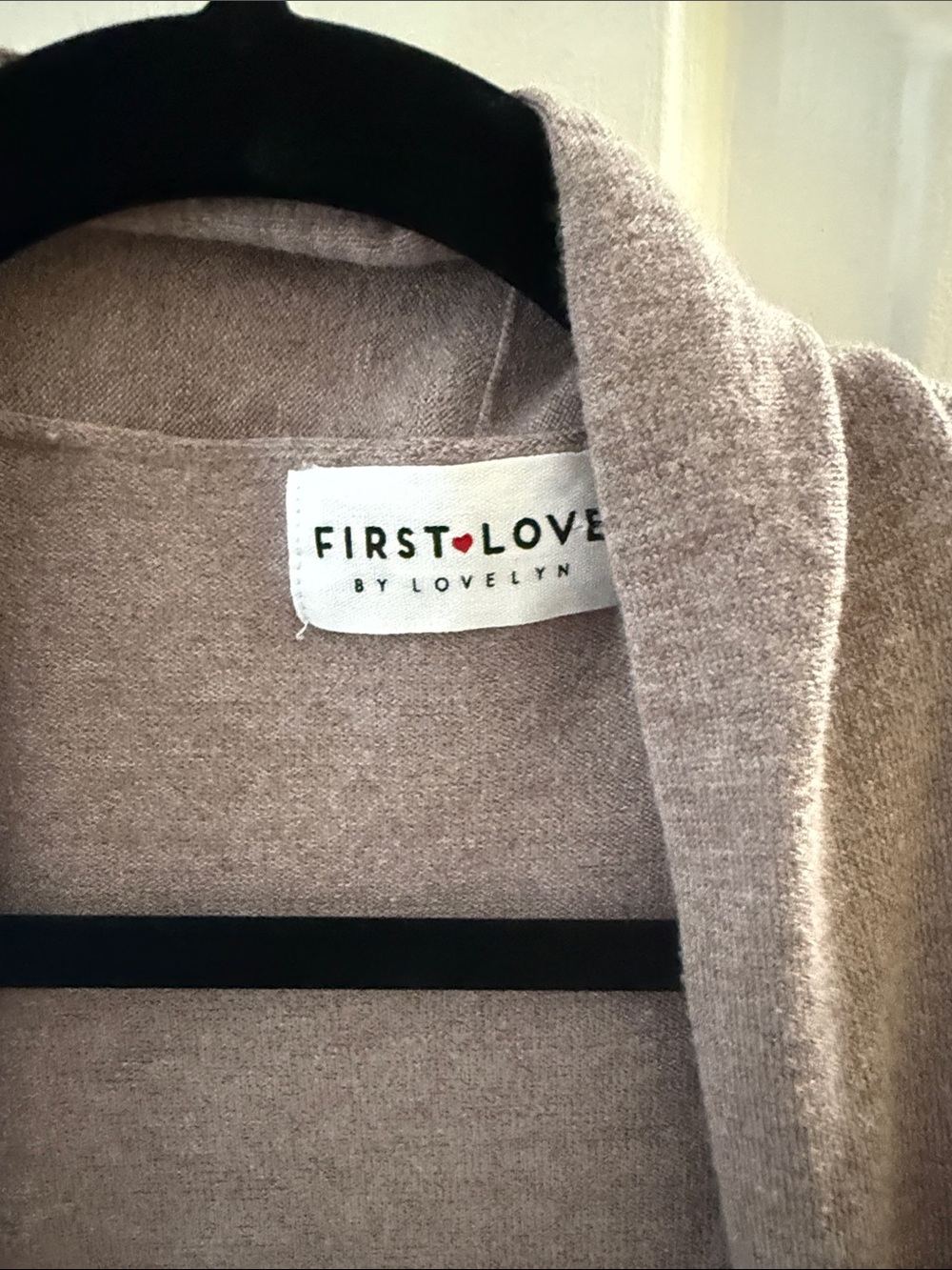 First Love Long Open Cardigan in Mauve Taupe - Picture 3 of 4